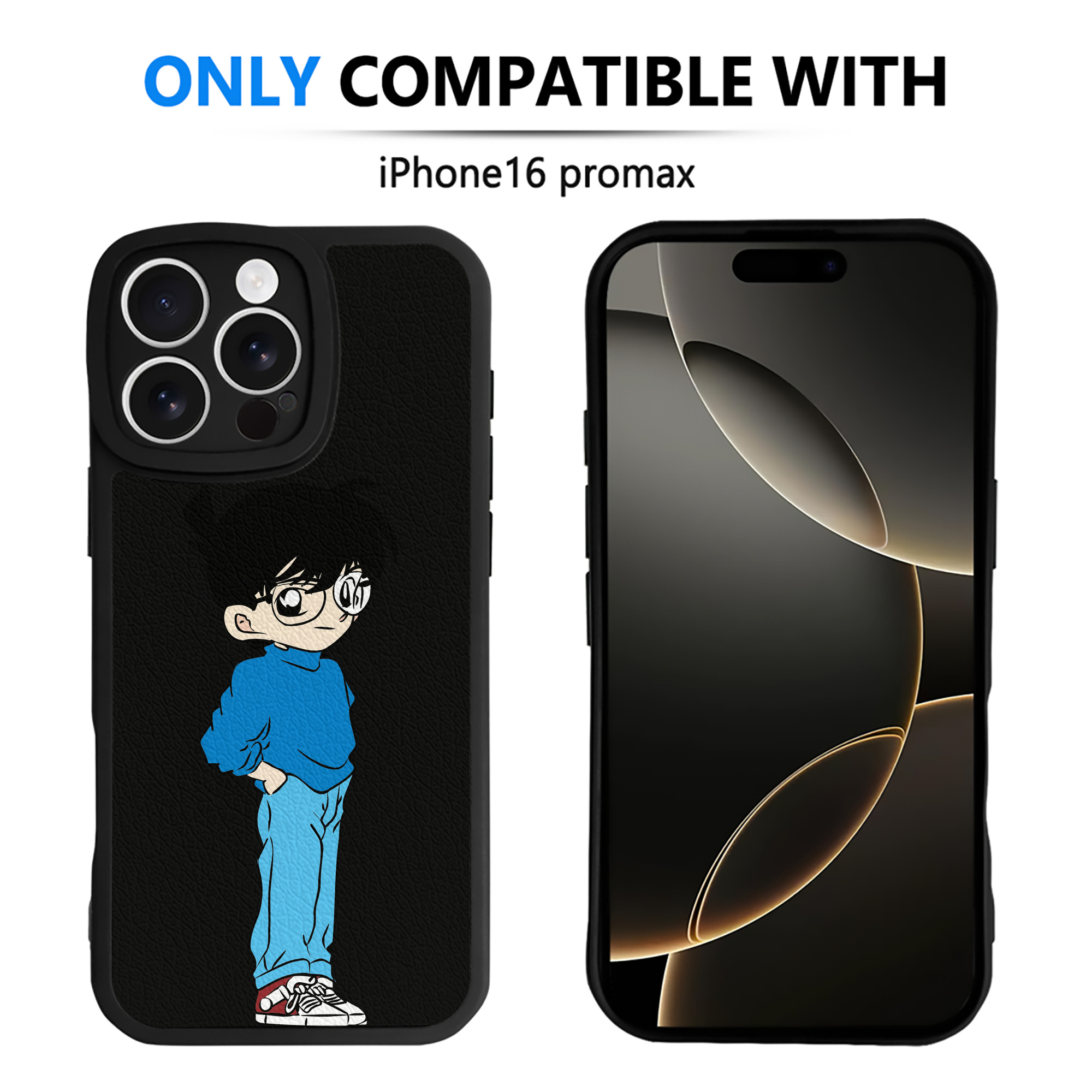 （画像用） 名探偵コナン 江戸川 コナン Detective Conan Conan Edogawa 【iPhone 16シリーズ対応】シリコンスマホケース（レザー調） 材質：シリコン